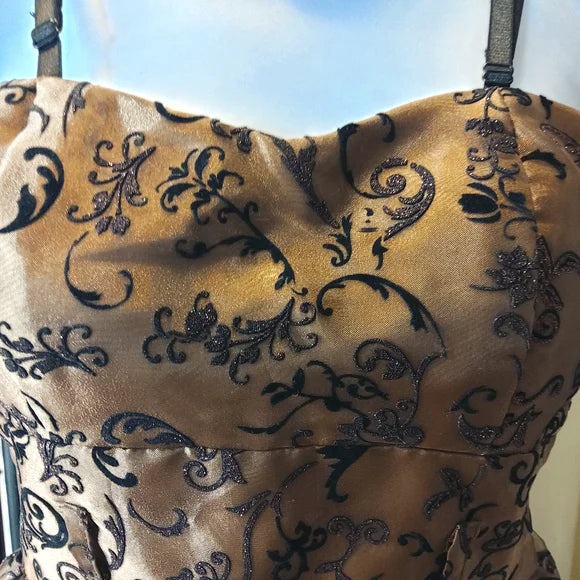 ✨ Juniors Handmade Bronze Flocked Dress Homecoming Party ✨