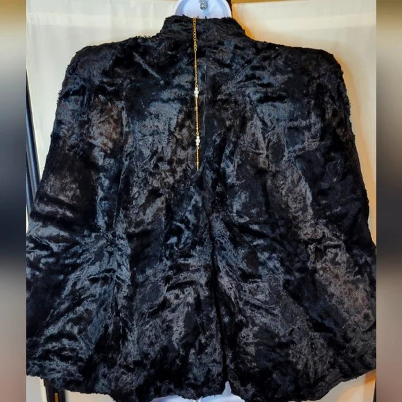 🖤 Vintage Black Faux Fur Stole Capelet ✨ Date Night Glam 🖤 Alden