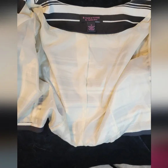 🖤🤍 Signature by Robbie Bee Striped Jacket & Black Sheath Dress Set | Power Workwear