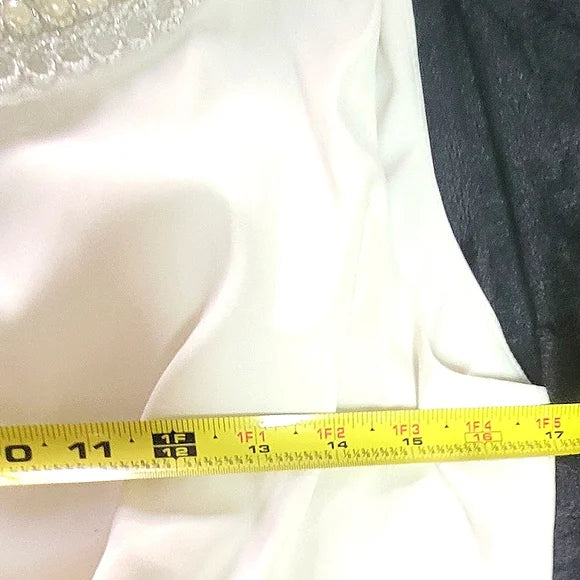 SIGNATURE SANRINA ✨ Navy & White Beaded Sheath Dress | Office Chic Mini 👗💼