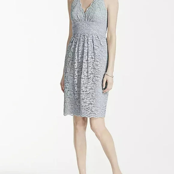 NWT David’s Bridal Lace Halter Dress 🤍 Beach Wedding • Bridesmaid