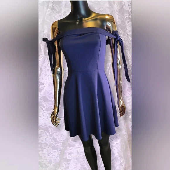 💙 Off-Shoulder Fit & Flare Mini Dress | Petite Juniors Cocktail Party 🎉✨