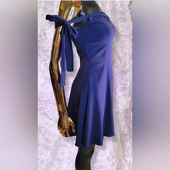 💙 Off-Shoulder Fit & Flare Mini Dress | Petite Juniors Cocktail Party 🎉✨