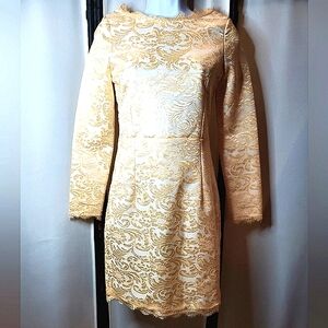 ✨ VINTAGE GOLD BROCADE LACE MINI DRESS ✨