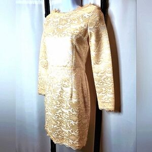 ✨ VINTAGE GOLD BROCADE LACE MINI DRESS ✨