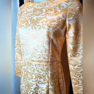 ✨ VINTAGE GOLD BROCADE LACE MINI DRESS ✨
