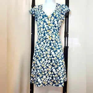 Fortune + Ivy Blue Floral V-Neck Fit & Flare Dress | Cottagecore