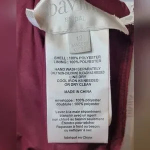 David’s Bridal Plum Strapless Bridesmaid Gown – Sweetheart Chiffon Maxi