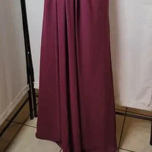 David’s Bridal Plum Strapless Bridesmaid Gown – Sweetheart Chiffon Maxi